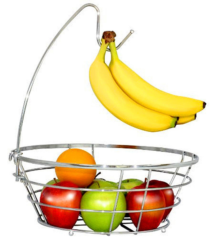 Quality Fruit Basket Bowl Banana Hanger Holder Chrome Rack Stand Food  Storage