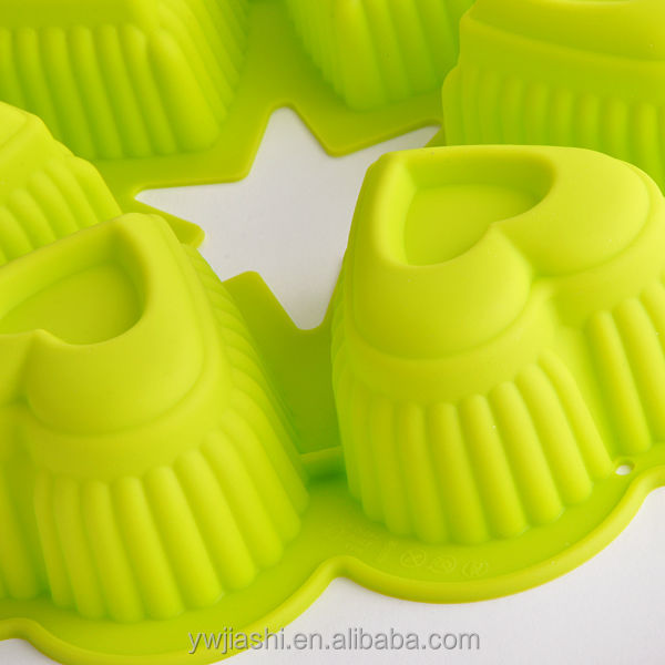 6 Cups Wholesale High Quality Heart Silicone molds cake decorating