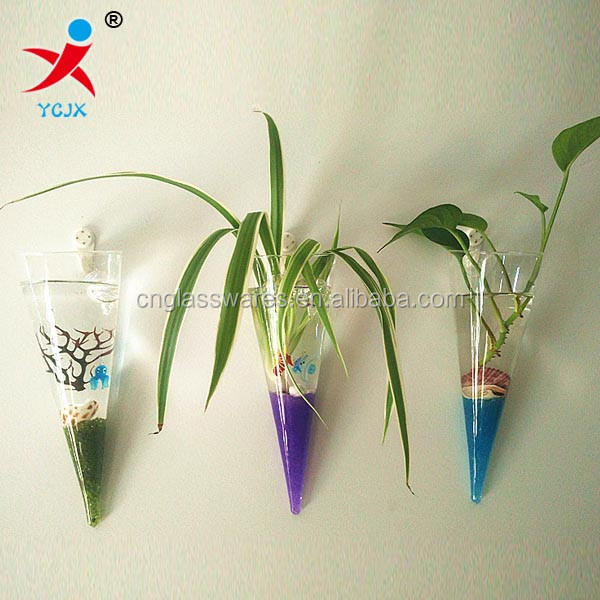 Clear Cone Shape Glass Wall Vases