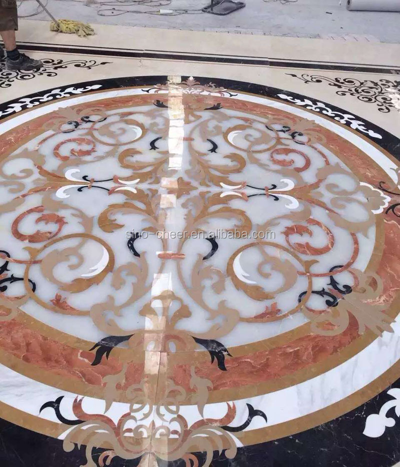 Mosaico medellion decoracion marmol beige azulejo pulido suelo ... Marmol decoración piso