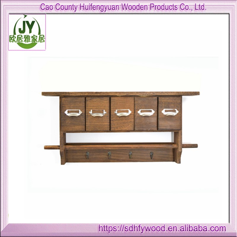 Shelves Wood Storage Wall Unit Kitchen Brown Spice Herbs Rack