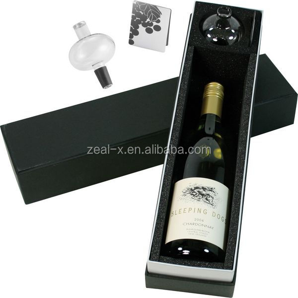 Custom printed red wine box with magnets and plastic inserts