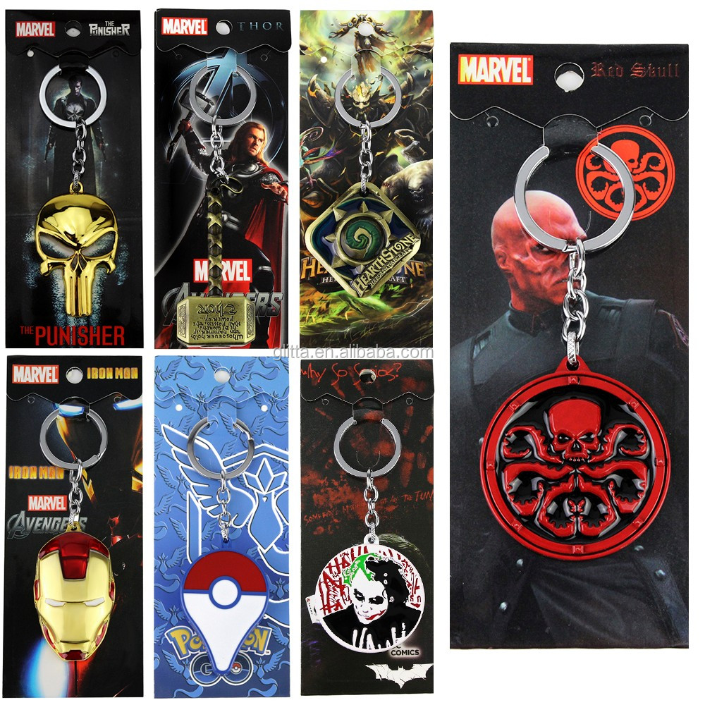 Movie Marvel Comics Keychain,Hot Marvel Super Hero Keychain,Top Grade