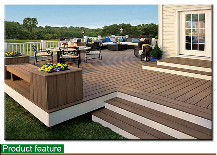 wooden color wood plastic composite decking tiles for outdoor construction