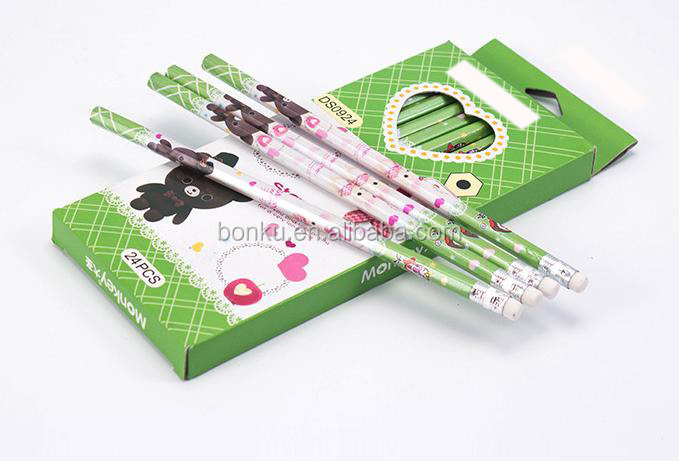 cartoon printing gift school children drawing wooden pencil in paper box pack set.JPG