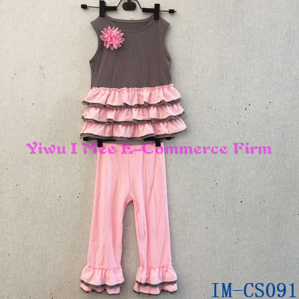 Persnicketyアンカーが付いているスタイリッシュの子の服の子供の白いシャツ一致青色ドットフリルショートパンツ衣装7月4日im-cs094用のセット仕入れ・メーカー・工場