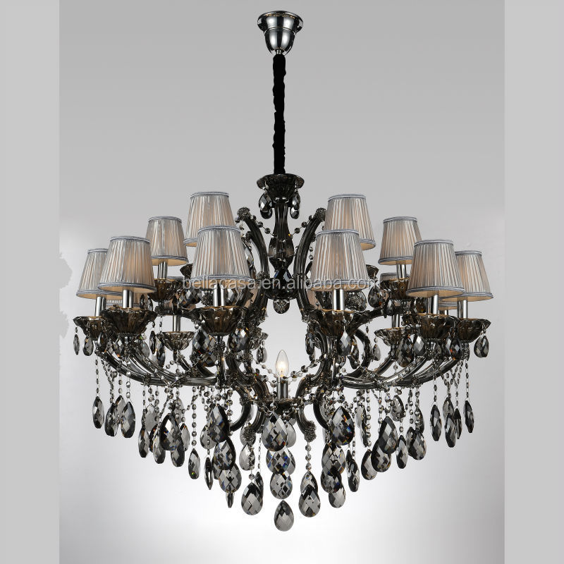 Smoke Gray Crystal Chandelier Lighting Pendant Lamp With Lamp Shade