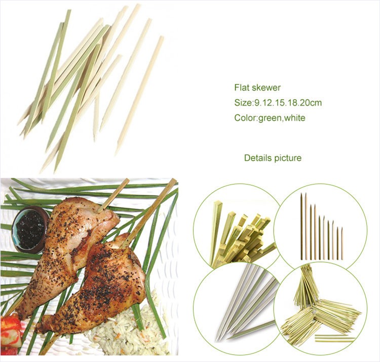 Twisted knotted colored natural bamboo skewers and toothpicks