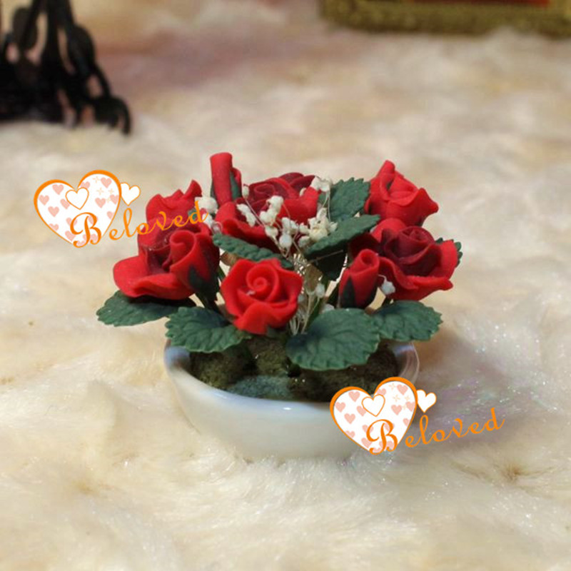 ドールハウスミニチュア粘土1/12鉢植えは手作りのバラ粘土の花問屋・仕入れ・卸・卸売り