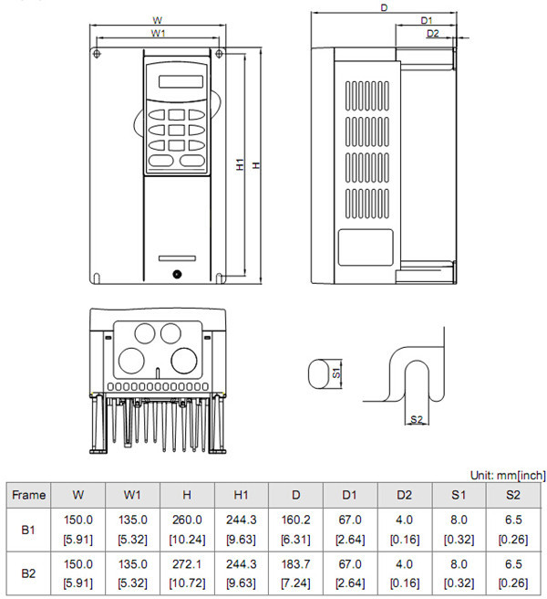 VFD015V23A-2 Dimensions