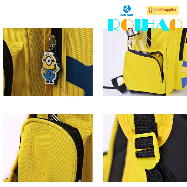 Roihao new item cute cartoon despicable me minion school bag backpack
