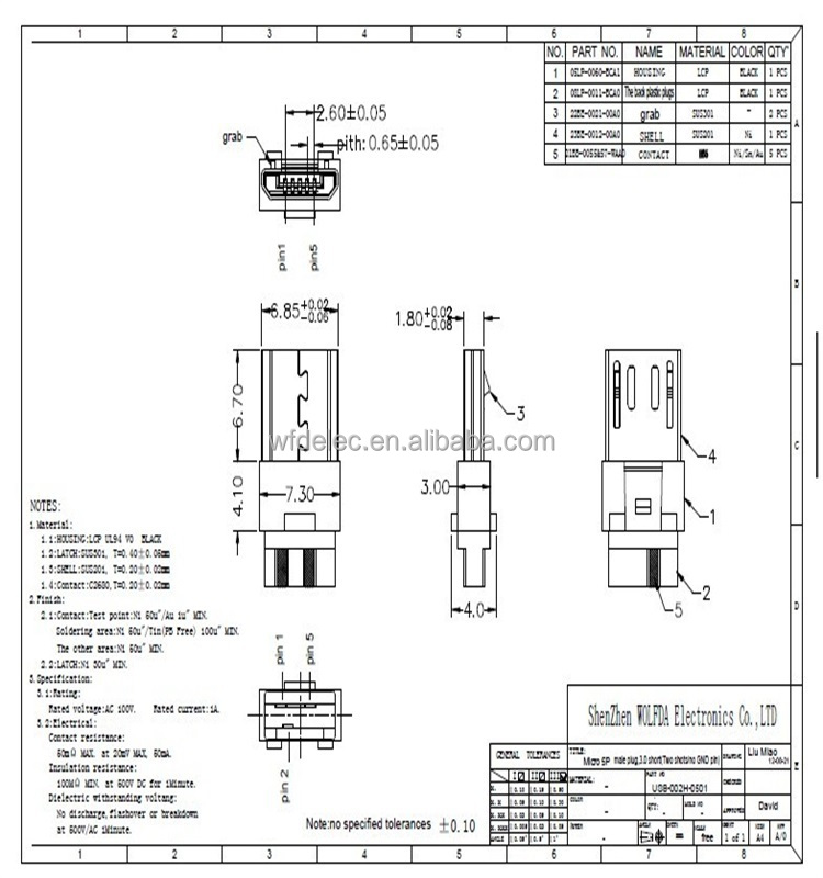 マイクロusb3.00.655ピンピッチコネクタ充電器のための仕入れ・メーカー・工場