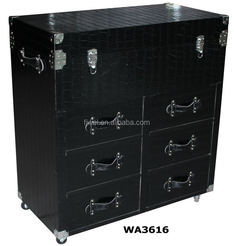 Black Crocodile Large Leather Drawer Chest Buy Leather Chest Of