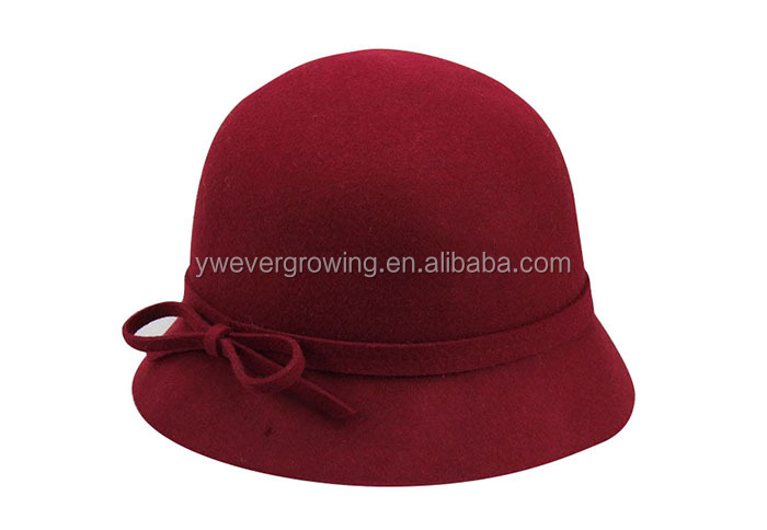 女性フェドーラ山高帽ダービーソリッドカラーウールキャップ仕入れ・メーカー・工場