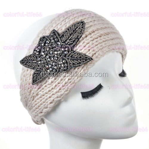 Women Handmade Metal Jewel Knitted Headband Crochet Warmer ...