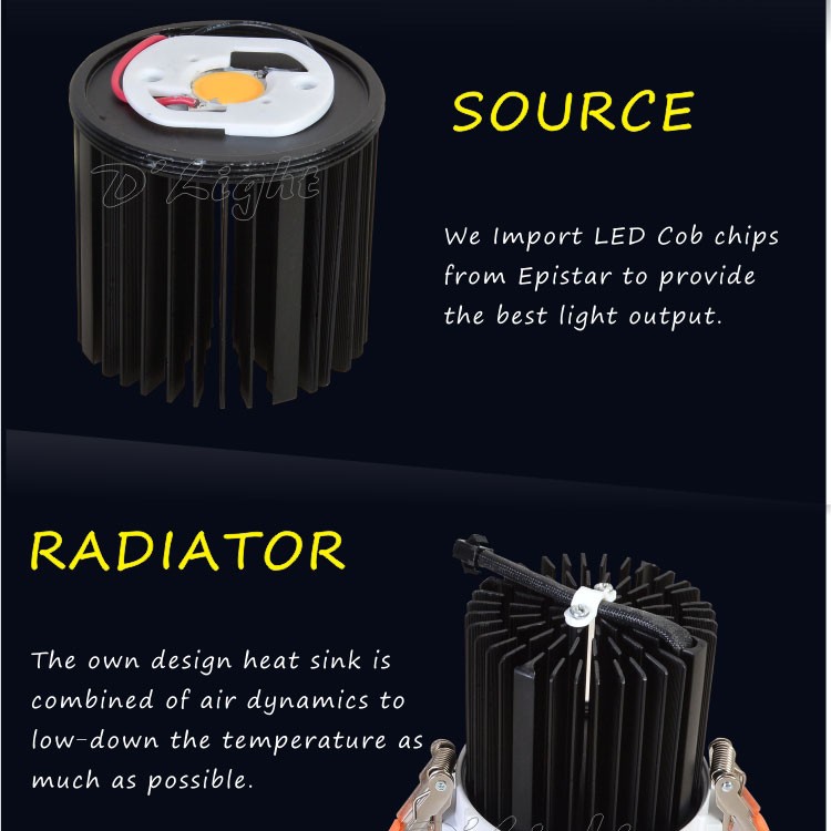 Ledダウンライトリフレクター9ワットcob ledダウンライトce rohs c-tick承認卸売仕入れ・メーカー・工場