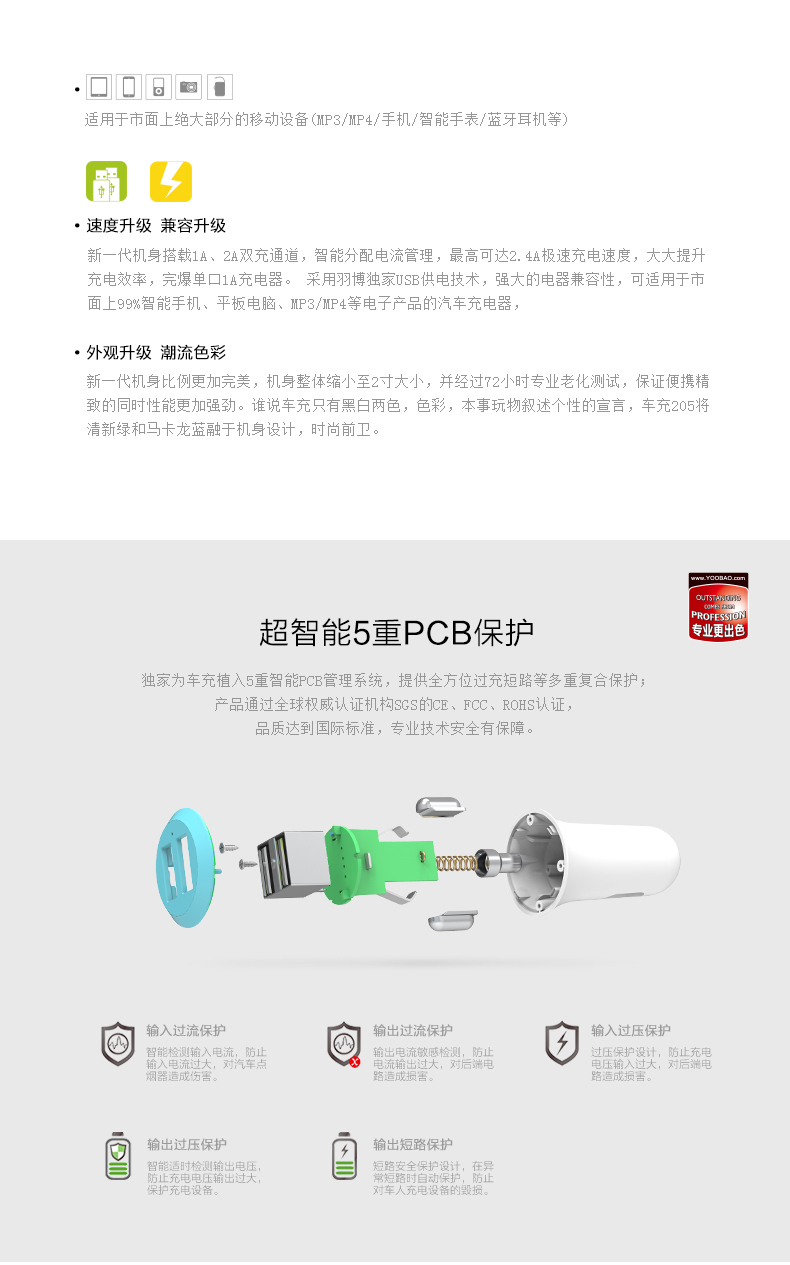 車の充電器デュアルusb出力yoobaoyb-205問屋・仕入れ・卸・卸売り