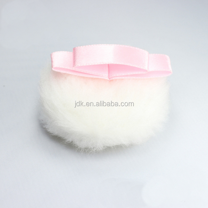 With Satin Ribbon Customized Fur Cosmetic Glitter Baby Powder Puff