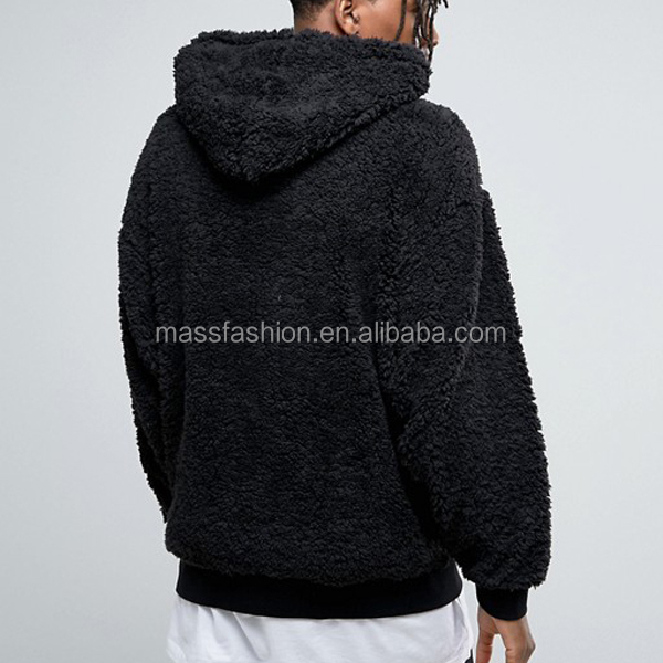 Mens fluffy hoodie discount black