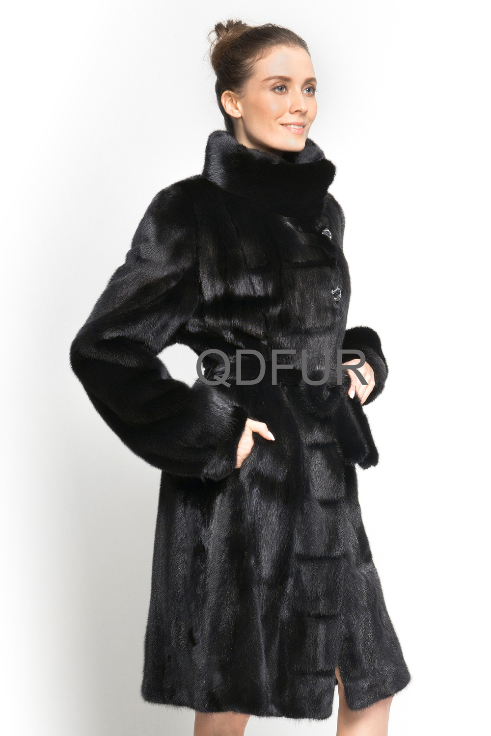 長い冬のqd70809天然ミンク中国からの女の子のために毛皮のコート問屋・仕入れ・卸・卸売り