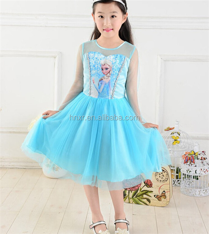 の子供ブティックの服卸売2014年夏の子供服のドレスの少女エルザ冷凍dressfrozen衣類問屋・仕入れ・卸・卸売り