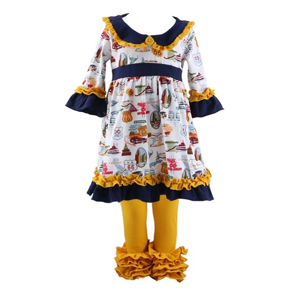 2016 ホット デザイン子供女の子マスタード パイ リメイク コスチュームベビークリスマス服女の子ブティック リメイク服セット仕入れ・メーカー・工場