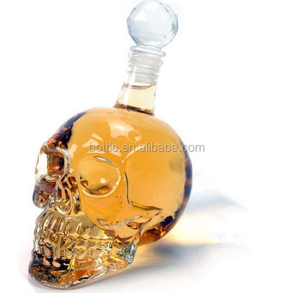透き通ったガラスのワインボトルの頭骨のヘッドウォッカウィスキー350/500/千ミリリットル問屋・仕入れ・卸・卸売り