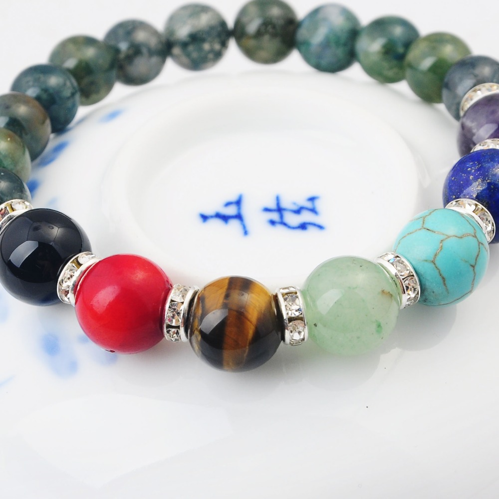 In het water levende natuurlijke agaat armband 8mm ronde kralen ...
