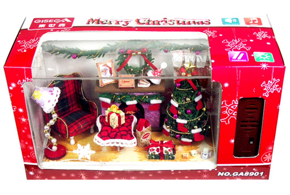 音声制御灯火ロマンチックなクリスマス木のおもちゃドールハウス/ミニチュア木のおもちゃの家問屋・仕入れ・卸・卸売り