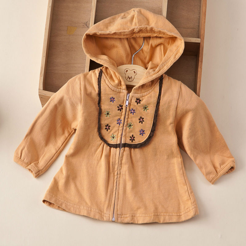 2014年100％カーターの綿の刺繍ロングスリーブオレンジの新生児ドレスコート問屋・仕入れ・卸・卸売り