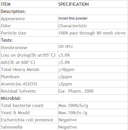 High Quality cocoa extract powder cacao theobromine/extract cacao theobromine