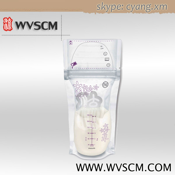 Pre-sterilized double ziplock laminated breast milk storage bag