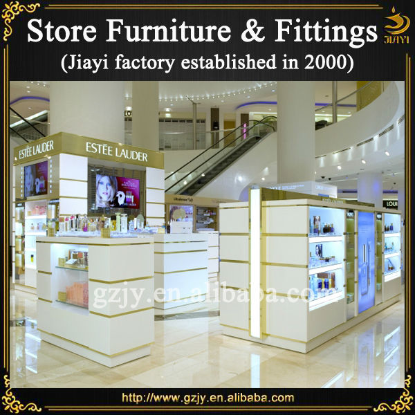Fashion wood cosmetic display rack stand and glass makeup cabinet showcase for shopping mall skincare product kiosk furniture display design 8-1.jpg
