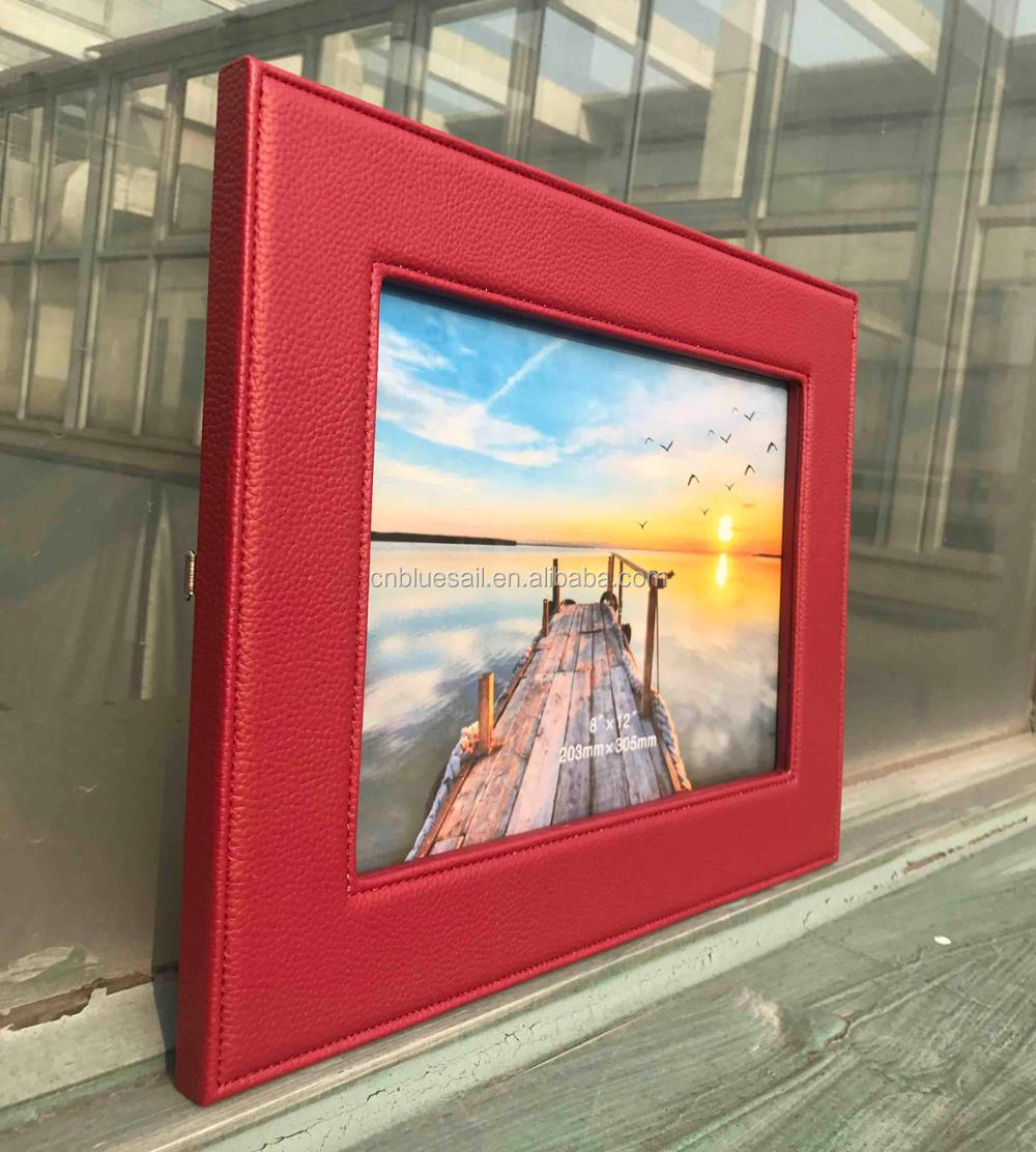 (取寄) ピクチャー フレーム - レザー, Will Leather Goods Picture Frame - Leather, 5x7”  Red PU Leather Picture Frame - A4 Photo Frame, Red Decor