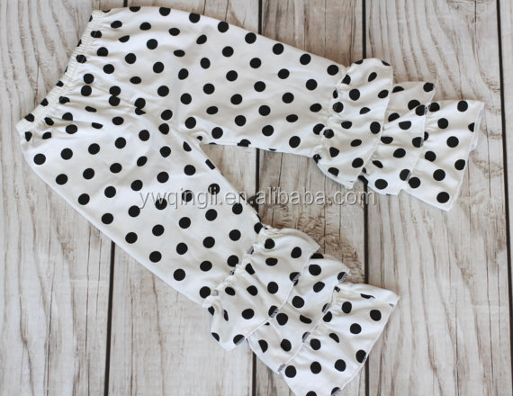 BLACK WHITE Polka Dot Ruffle pants capris - Boutique ruffle leggings Baby Toddler Little Girl Ruffle Bottoms.jpg