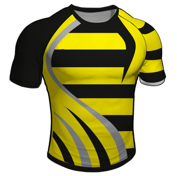 Full Sublimated Yellow And Black Stripe Rugby Practice Jersey Fo