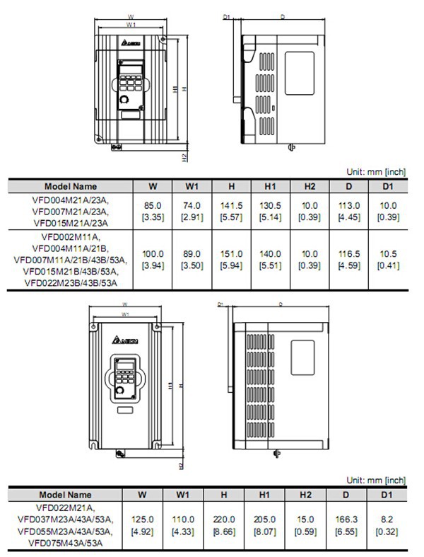 VFD007M21A Dimensions