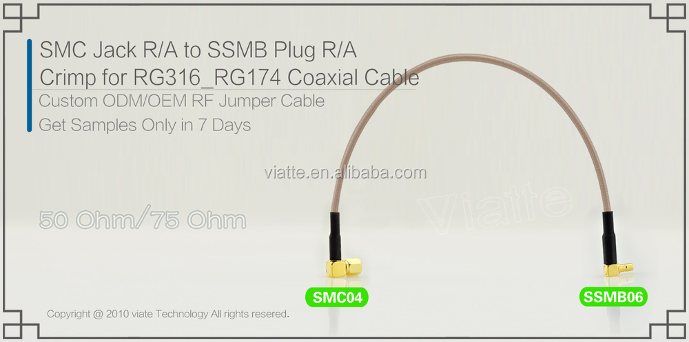 Smcプラグ/maler/aにssmbプラグ/maler/に圧着力をrg316_rg174用同軸ケーブルのコネクター仕入れ・メーカー・工場