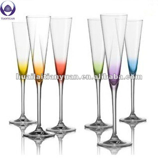 lead free colored handblown pyrex glass champagne tulip