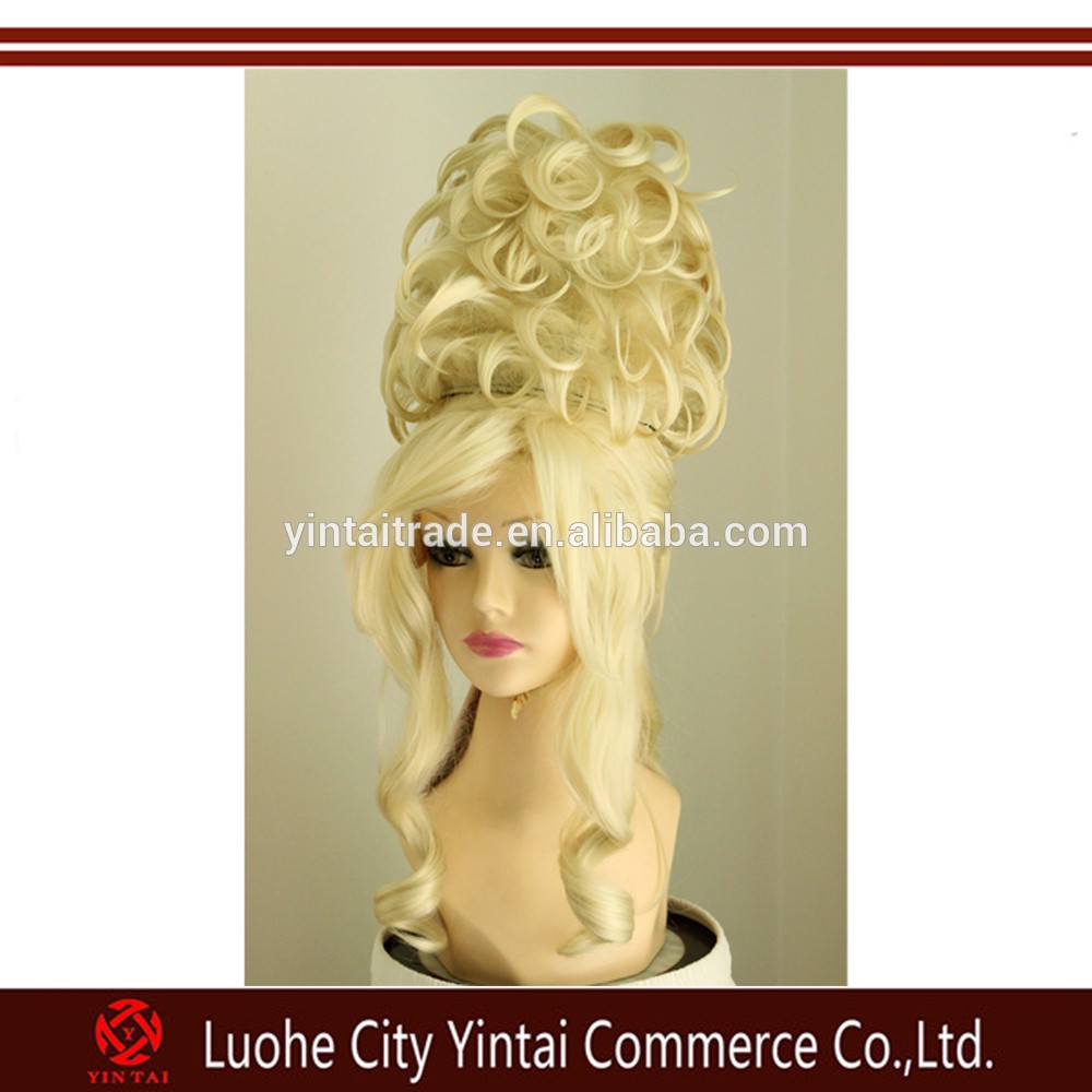 熱い販売のパーティーデラックスドラッグクイーン巨大なアップヘアウィッグブロンド巻き毛の合成かつら 問屋・仕入れ・卸・卸売り