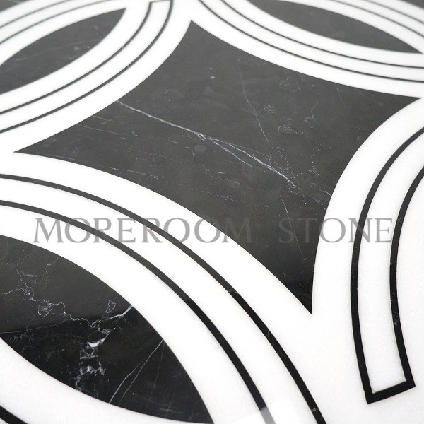 Moreroom Stone White Marble Tiles Black Nero Marble Natural Stone Polishing Marble Marble Floor Medallion Waterjet Artistic Inset Marble Panel-2.jpg