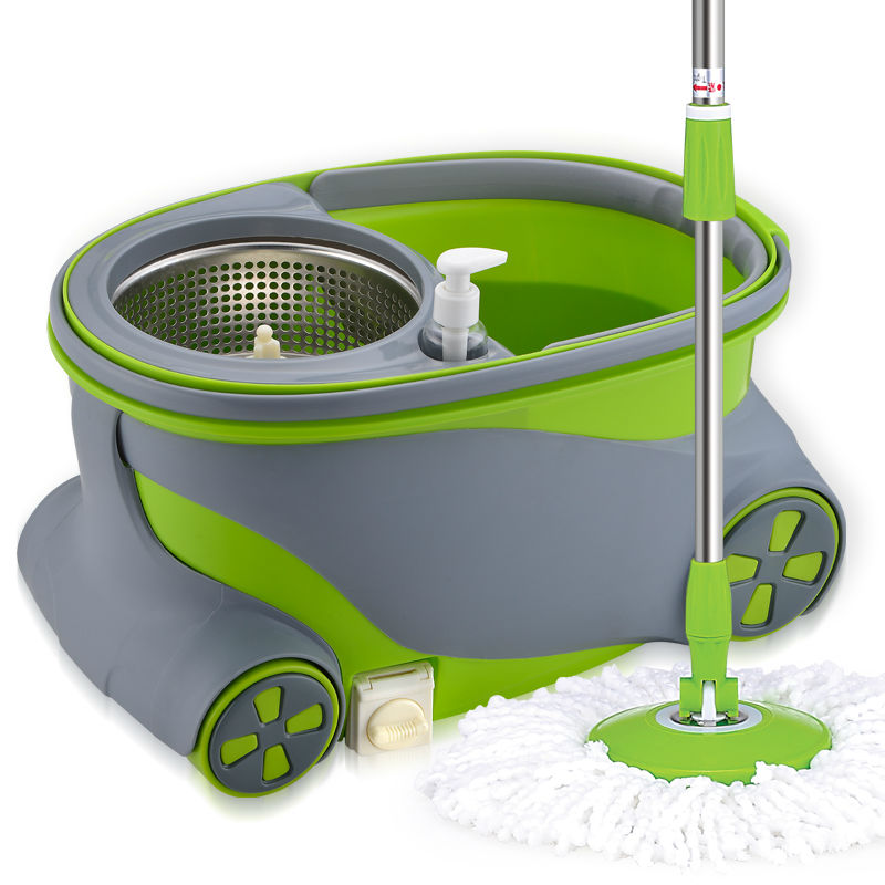 New Magic Spin Mop Bucket No Foot Pedal With Wheel Rotate 360 With Two