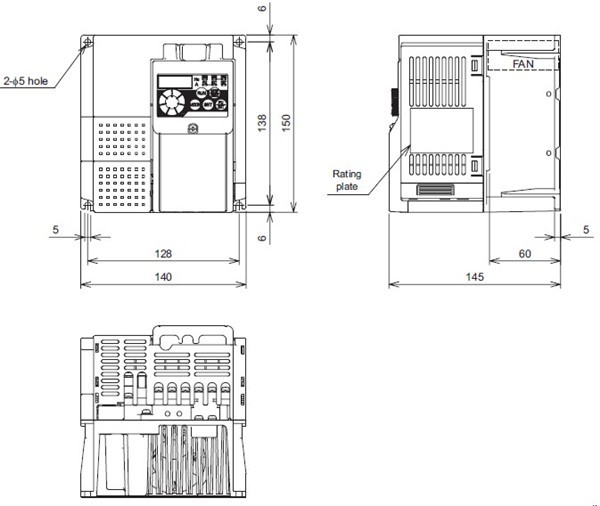 FR-D720S-2.2K-CHT dimensions