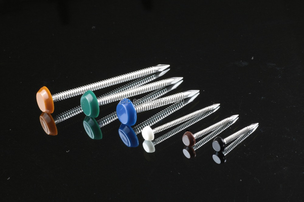 High Quality Plastic Head Stainless Steel Ring Shank & Polytop Nails