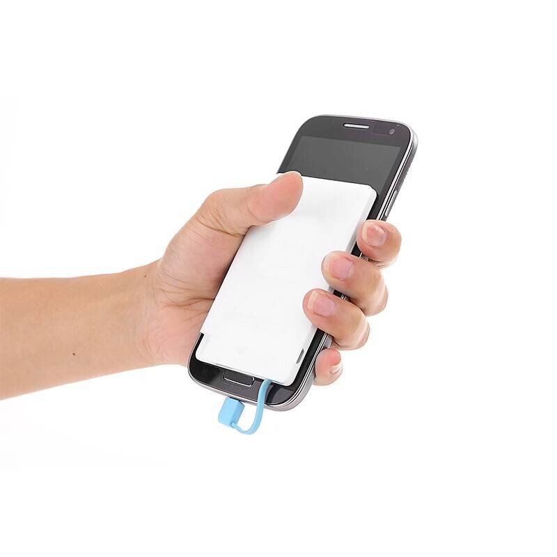 2014 Ultra-thin 6mm credit card size power bank with built in charge cable slim power banks made in china