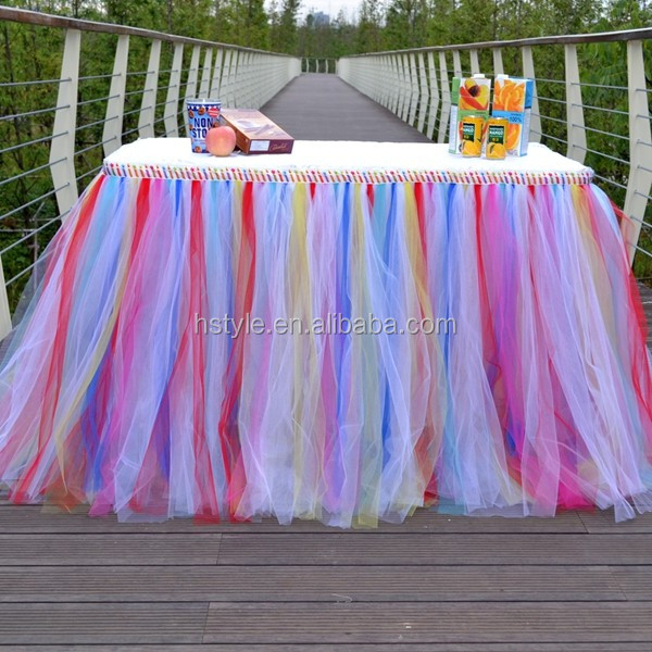 Wedding Prop Birthday Prom Party Baby Shower Bow Table Skirts Tutu Tulle Decorations  (52).jpg