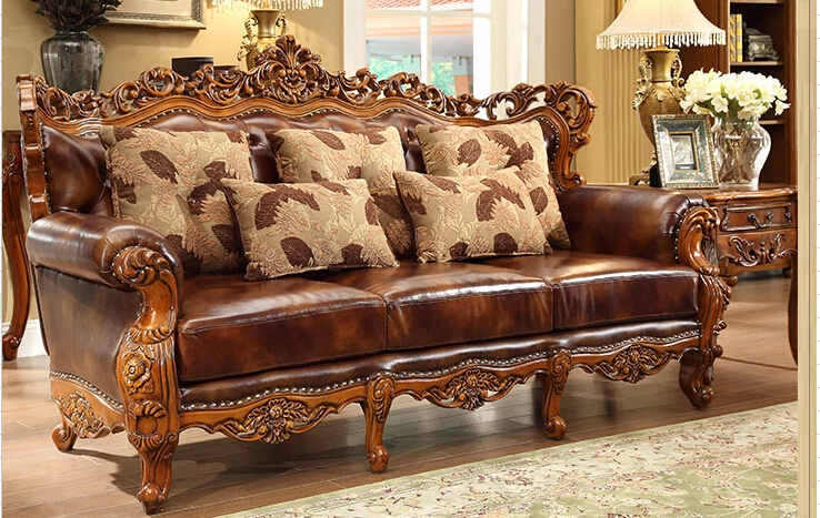 ゴムsolidwoodリビングルームの革のソファのために設定されたアメリカのn-221古風家具仕入れ・メーカー・工場