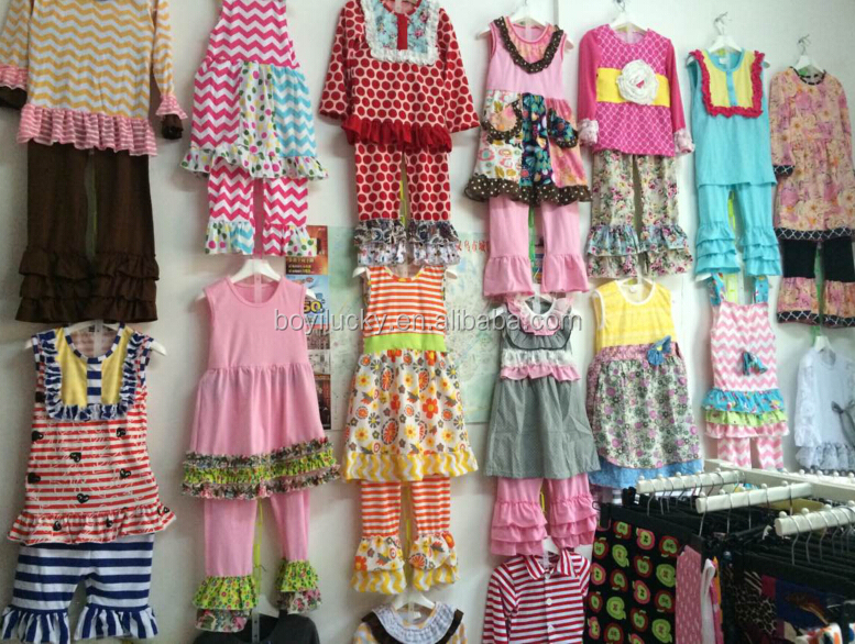 2016卸売子供ブティックカジュアル子供服のための秋の服子供の服ポピーフォックスドレスでレースパンツセット仕入れ・メーカー・工場