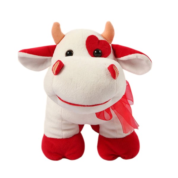 Custom Plush Toys Doll 2024 Promotional Items Christmas Red Dress Cow Plush Doll Stuf