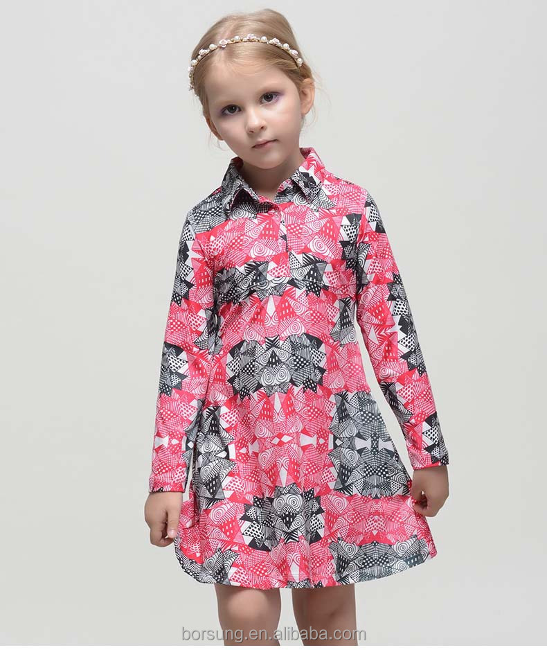 2015夏の花の綿の長い袖の子供服王女フラワーガールの服仕入れ・メーカー・工場